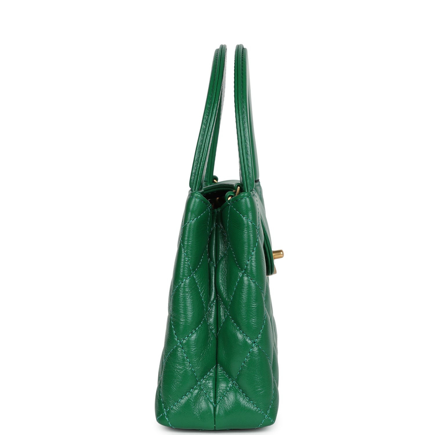 Chanel Small Kelly Shopper Dark Green Shiny Aged Calfskin Brushed Gold Hardware