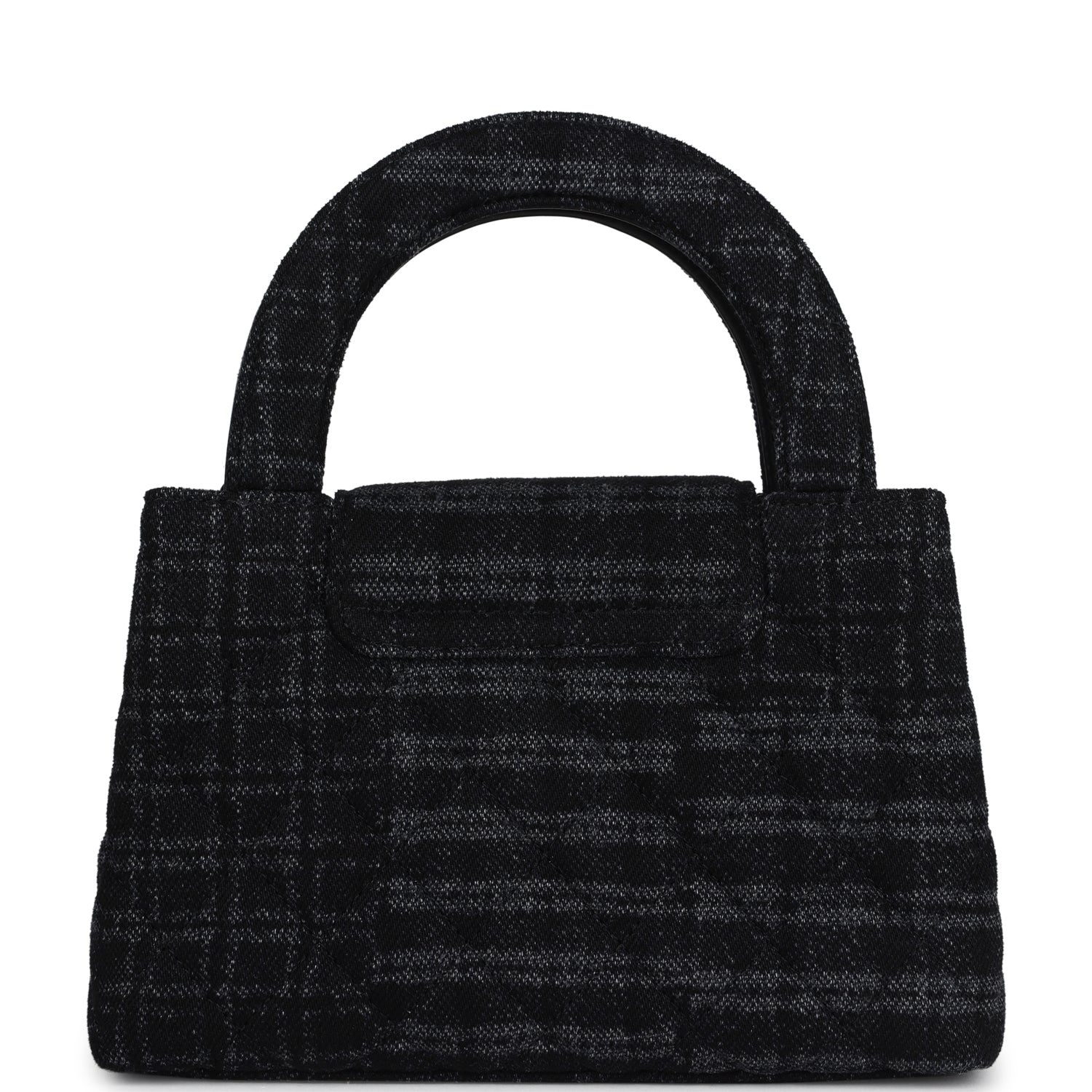 Chanel Small Kelly Shopper Dark Grey and Black Plaid Canvas Ruthenium Hardware