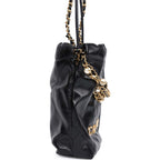 Chanel Mini 22 Bag Black Calfskin Pearls & Gold Hardware