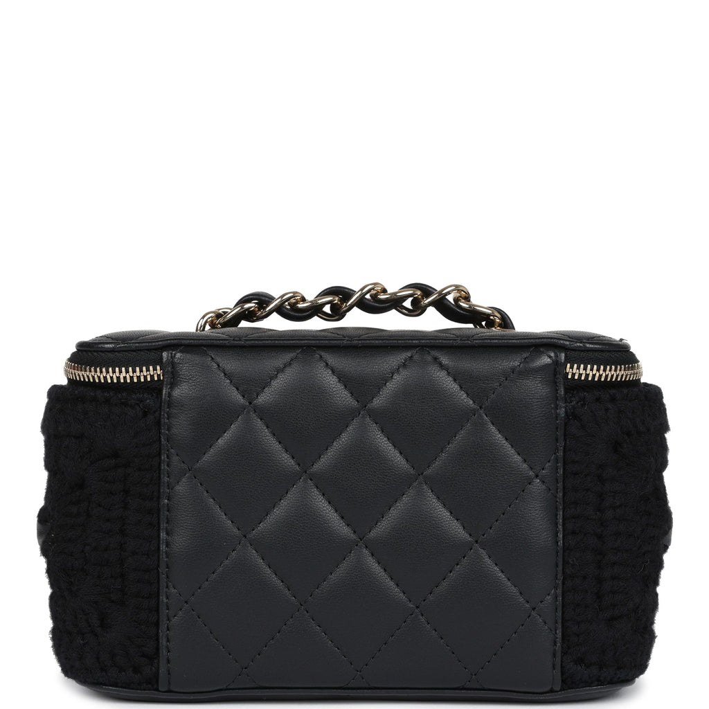 Chanel Small Vanity Case Black Crochet and Lambskin Light Gold Hardware