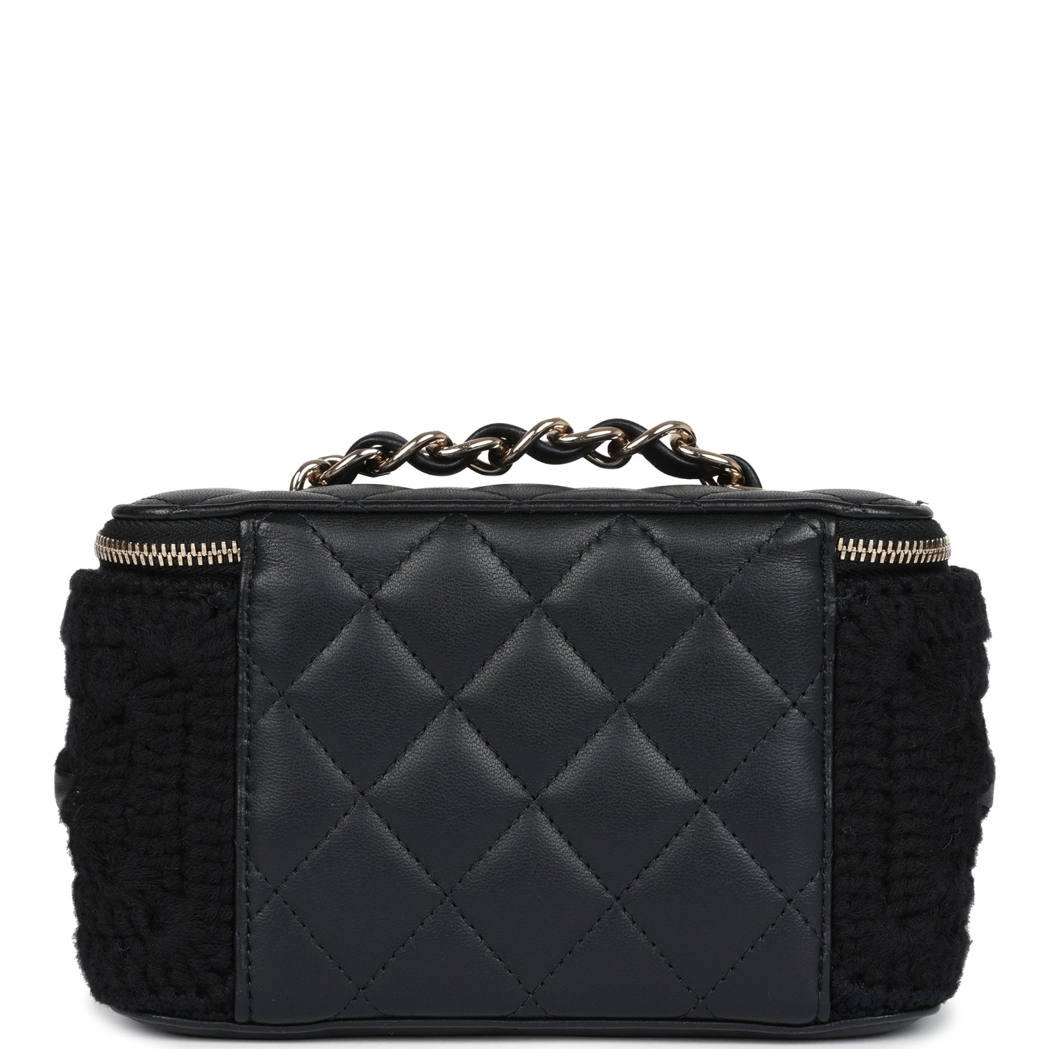 Chanel Small Vanity Case Black Crochet and Lambskin Light Gold Hardware