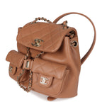 Chanel Small Duma Backpack Dark Beige Caviar Light Gold Hardware