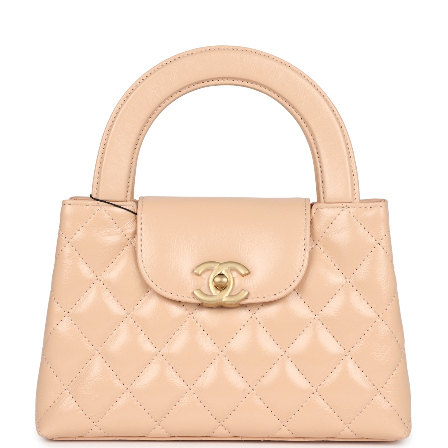 Chanel Small Kelly Shopper Beige Shiny Aged Calfskin Brushed Gold Hardware