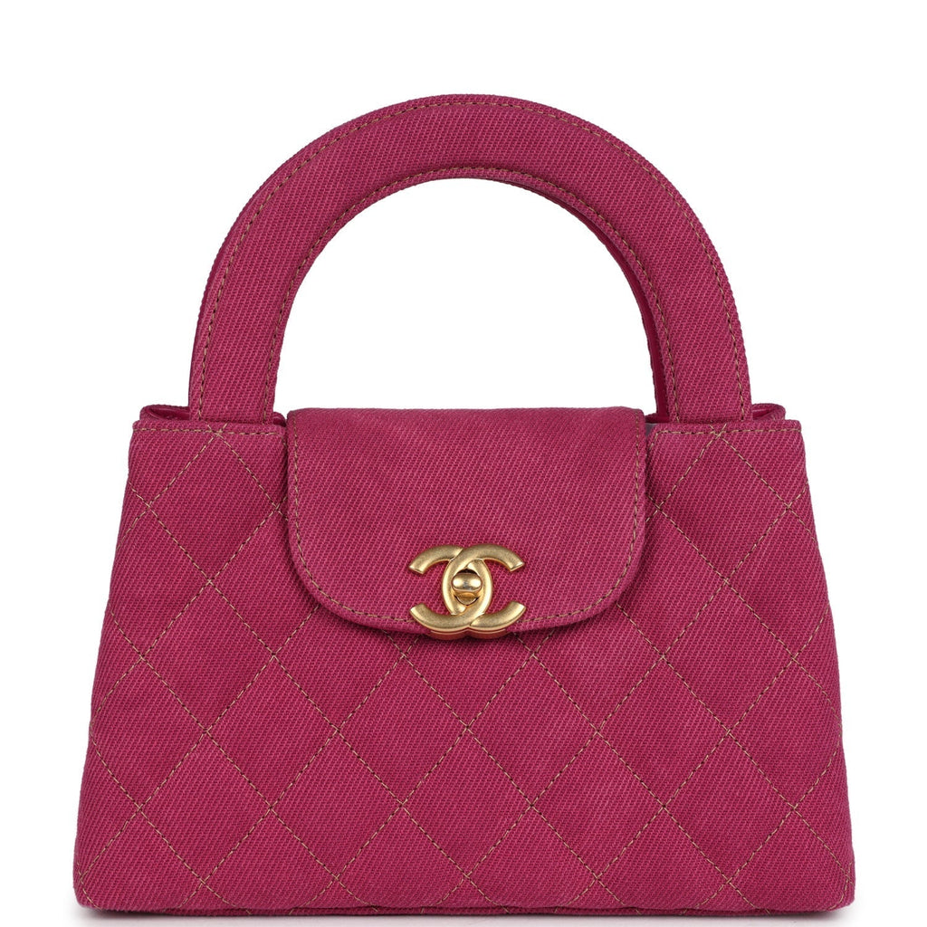 Chanel Small Kelly Shopper Pink Washed Denim Brushed Gold Hardware
