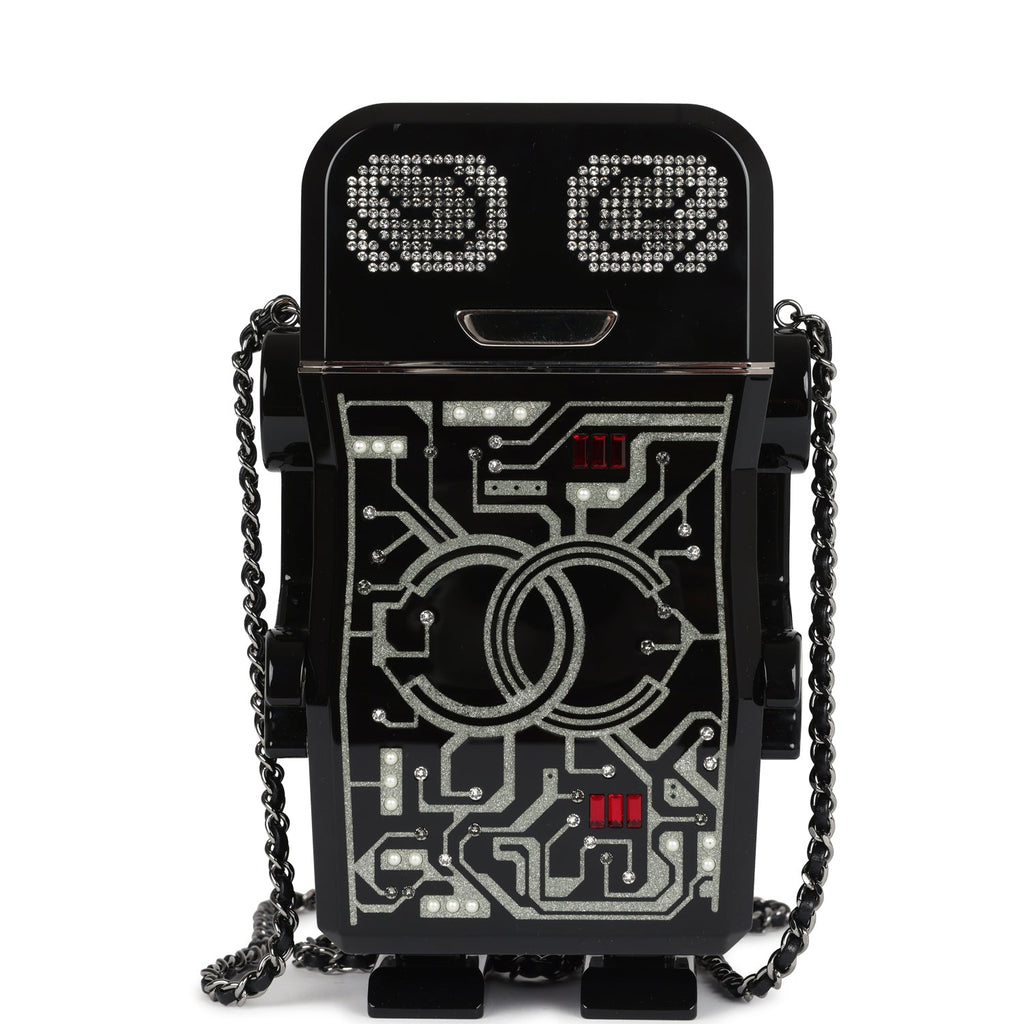 Chanel Limited Edition Robot Minaudière Bag Black Plexiglass and Crystals Ruthenium Hardware