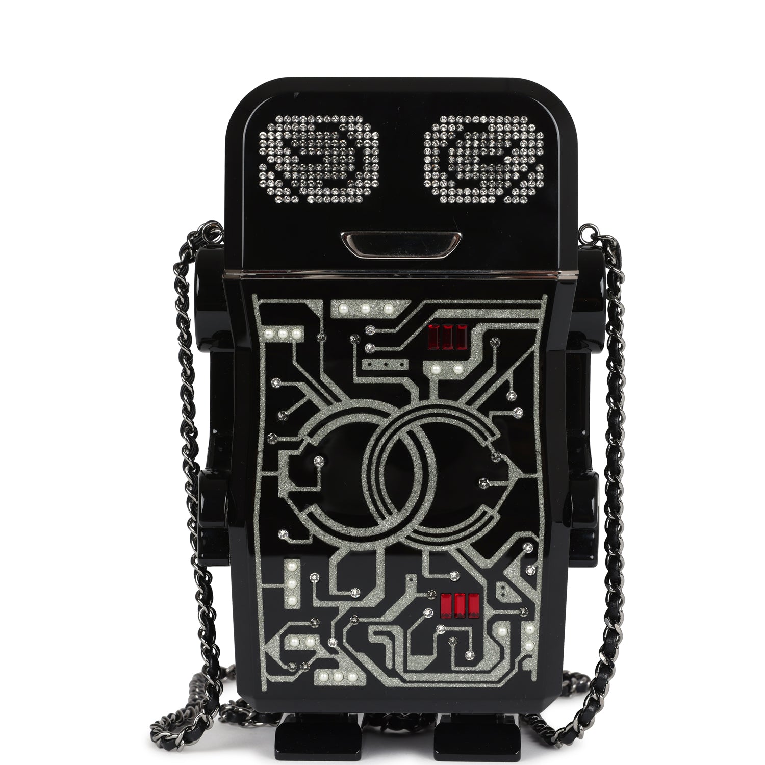 Chanel Limited Edition Robot Minaudière Bag Black Plexiglass and Crystals Ruthenium Hardware