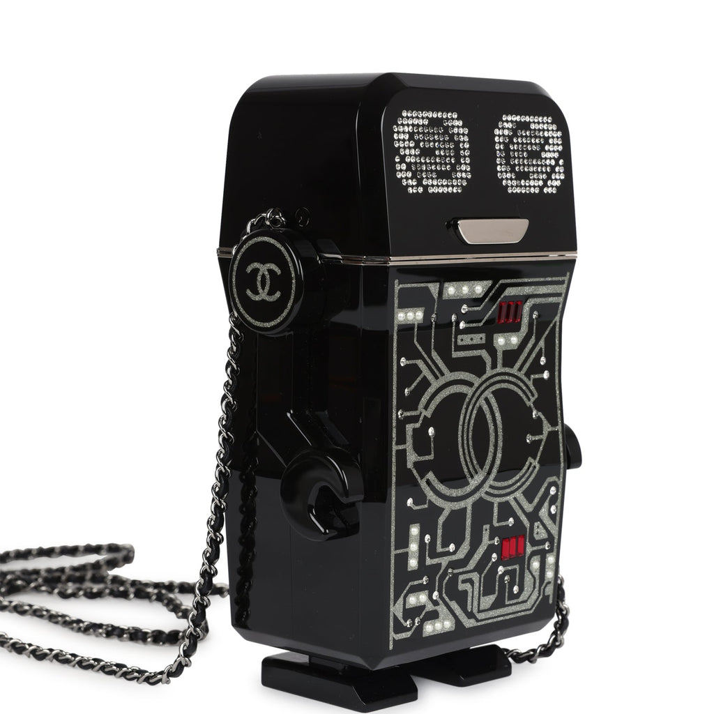 Chanel Limited Edition Robot Minaudière Bag Black Plexiglass and Crystals Ruthenium Hardware