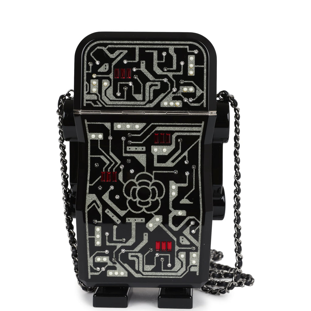 Chanel Limited Edition Robot Minaudière Bag Black Plexiglass and Crystals Ruthenium Hardware