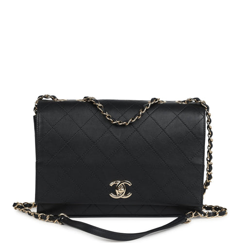 Chanel Flap Bag Black Calfskin Light Gold Hardware
