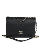 Chanel Flap Bag Black Calfskin Light Gold Hardware