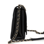 Chanel Flap Bag Black Calfskin Light Gold Hardware