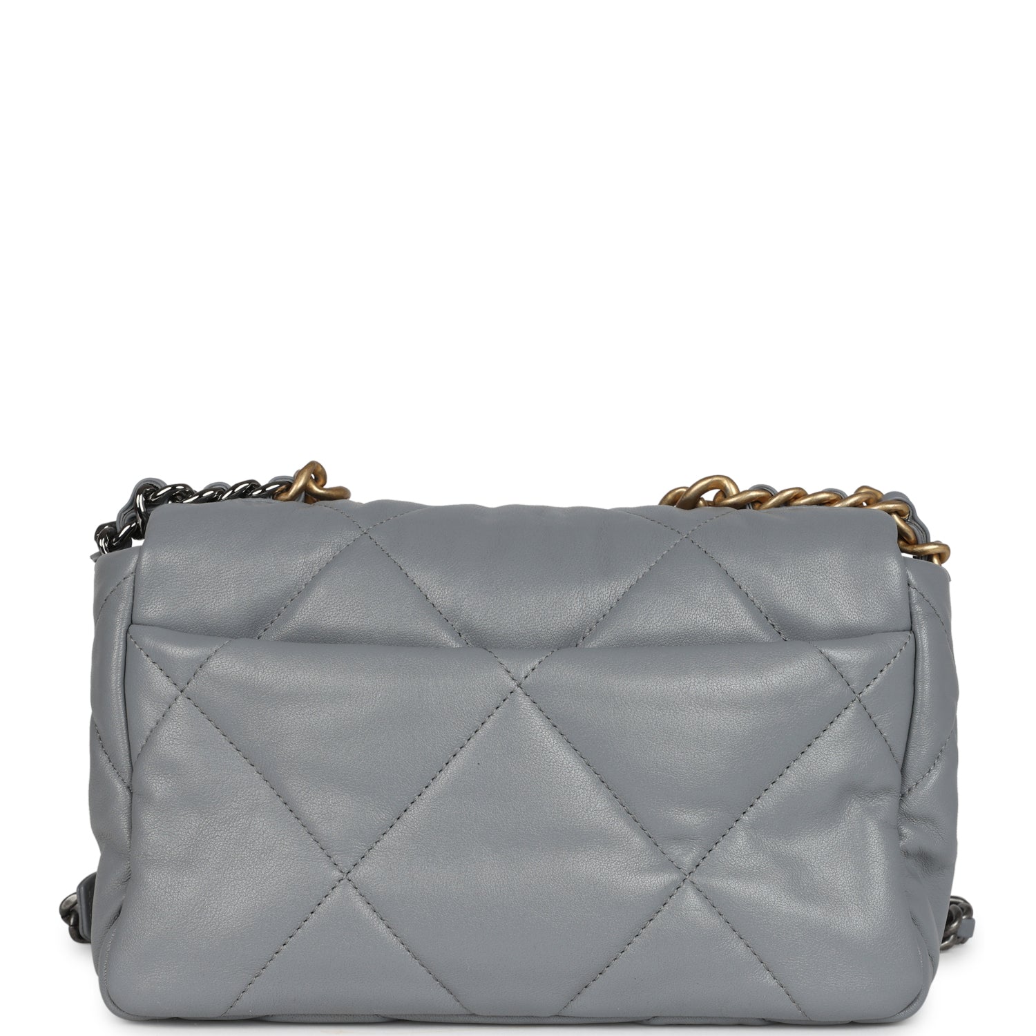Chanel Medium 19 Flap Bag Grey Lambskin Mixed Metal Hardware