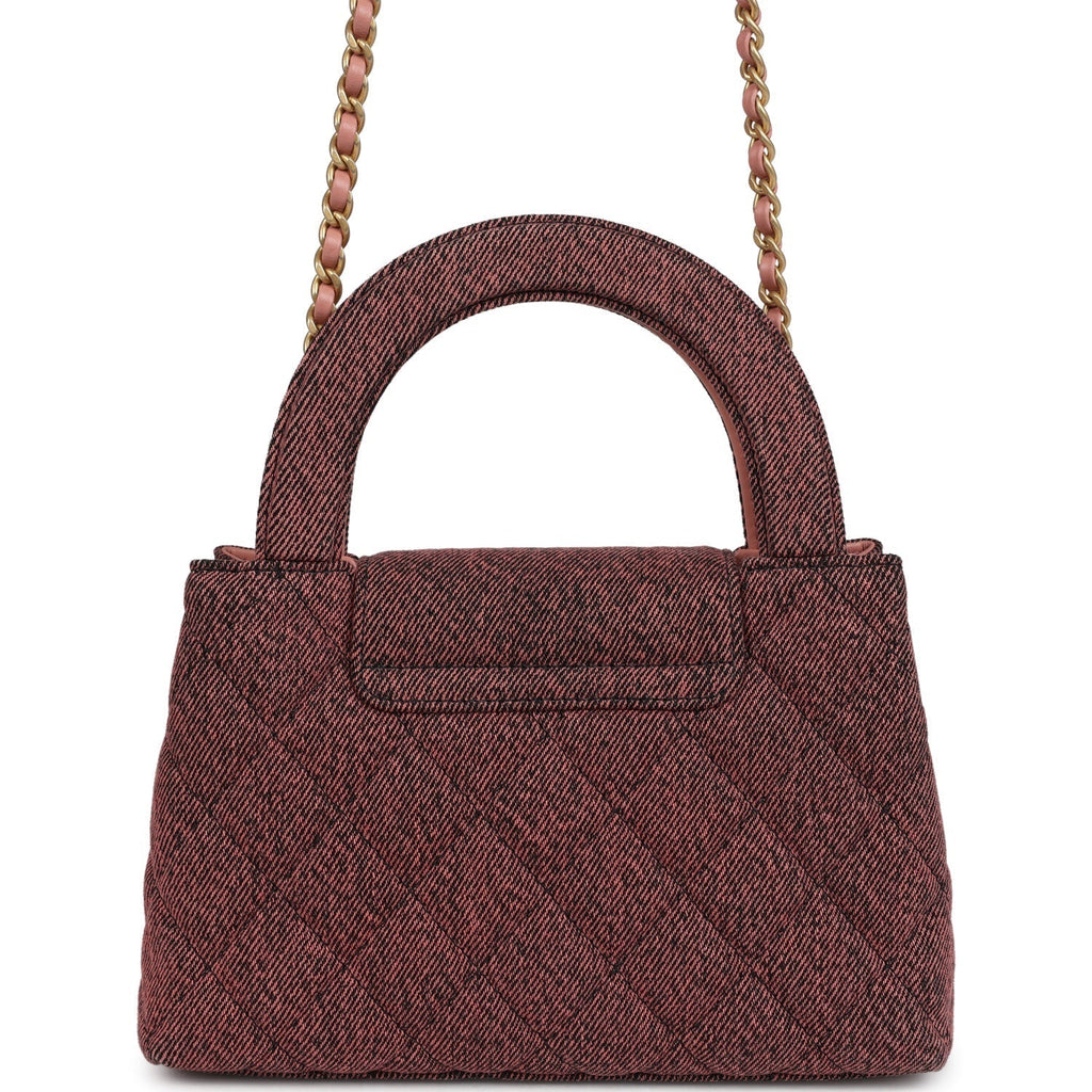 Chanel Small Kelly Shopper Pink Washed Denim Brushed Gold Hardware