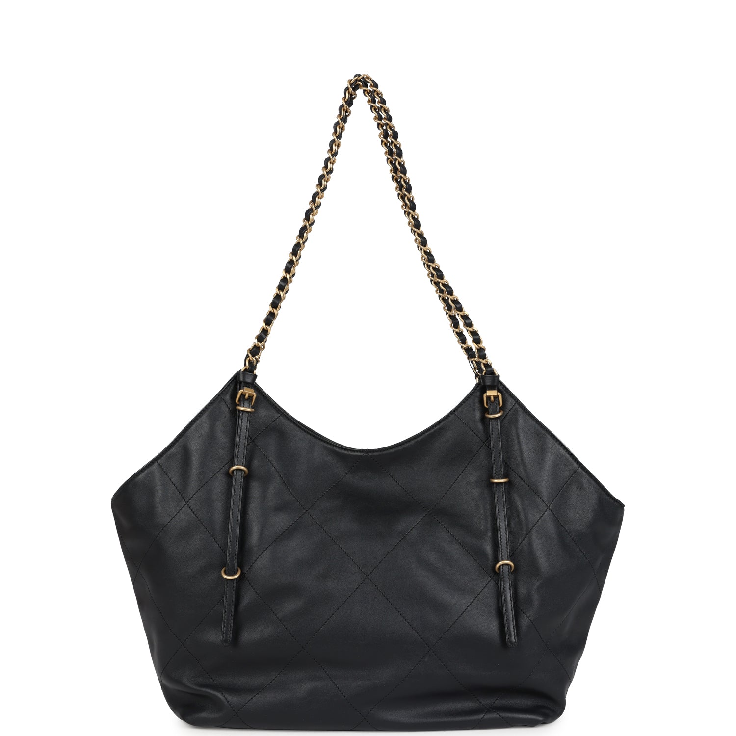 Chanel Small Coco Shopping Bag Black Calfskin Antique Gold Hardware