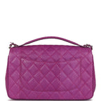 Chanel Medium Easy Carry Flap Bag Purple Python Silver Hardware