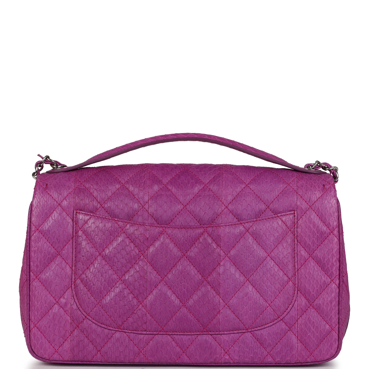 Chanel Medium Easy Carry Flap Bag Purple Python Silver Hardware