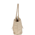 Chanel Maxi Coco Shopping Bag Beige Calfskin Antique Gold Hardware