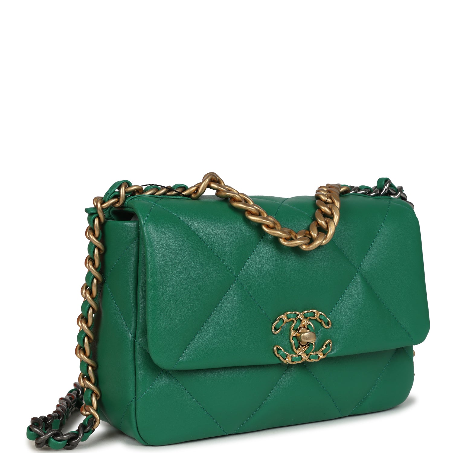 Chanel Medium 19 Flap Green Shiny Lambskin Mixed Metal Hardware