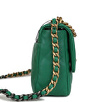 Chanel Medium 19 Flap Green Shiny Lambskin Mixed Metal Hardware
