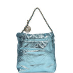 Chanel Mini 22 Bag Blue Metallic Calfskin Brushed Gold Hardware