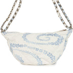 Chanel Large Coco Beach Hobo Bag in White and Blue Denim Light Gold Hardware