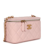 Chanel Small CC Vanity Case Light Pink Caviar Faux Pearls Brushed Gold Hardware