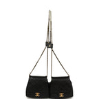 Chanel Twins Side Pack Black Lambskin Faux Pearls & Brushed Gold Hardware