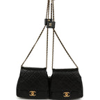 Chanel Twins Side Pack Black Lambskin Faux Pearls & Brushed Gold Hardware