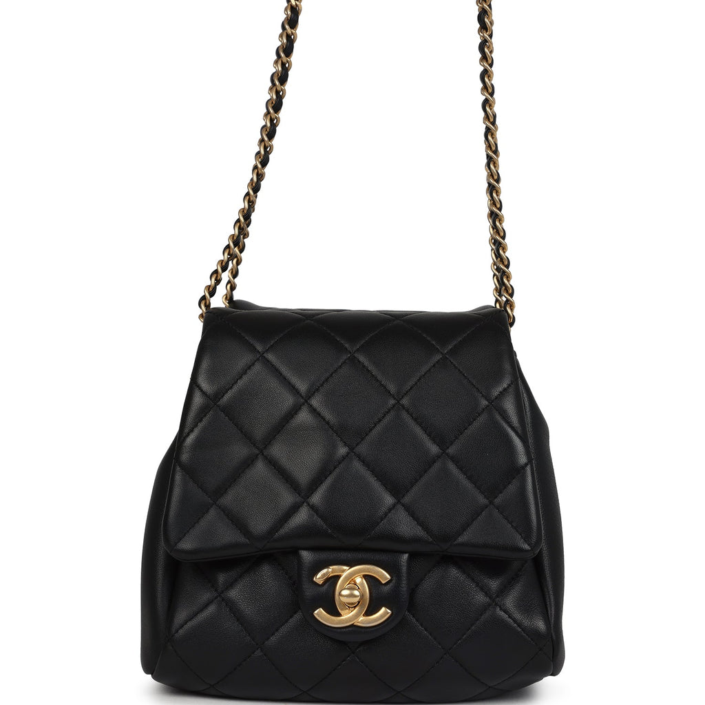Chanel Twins Side Pack Black Lambskin Faux Pearls & Brushed Gold Hardware