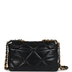 Chanel Large 19 Flap Bag Black Shiny Lambskin Mixed Metal Hardware