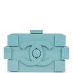 Chanel Supermarket Boy Brick Lego Minaudiere Clutch Light Blue Plexiglass Silver Hardware