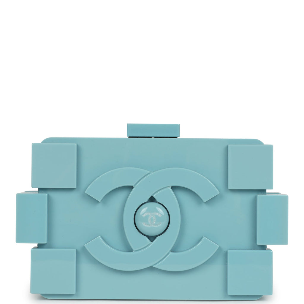 Chanel Supermarket Boy Brick Lego Minaudiere Clutch Light Blue Plexiglass Silver Hardware