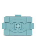 Chanel Supermarket Boy Brick Lego Minaudiere Clutch Light Blue Plexiglass Silver Hardware