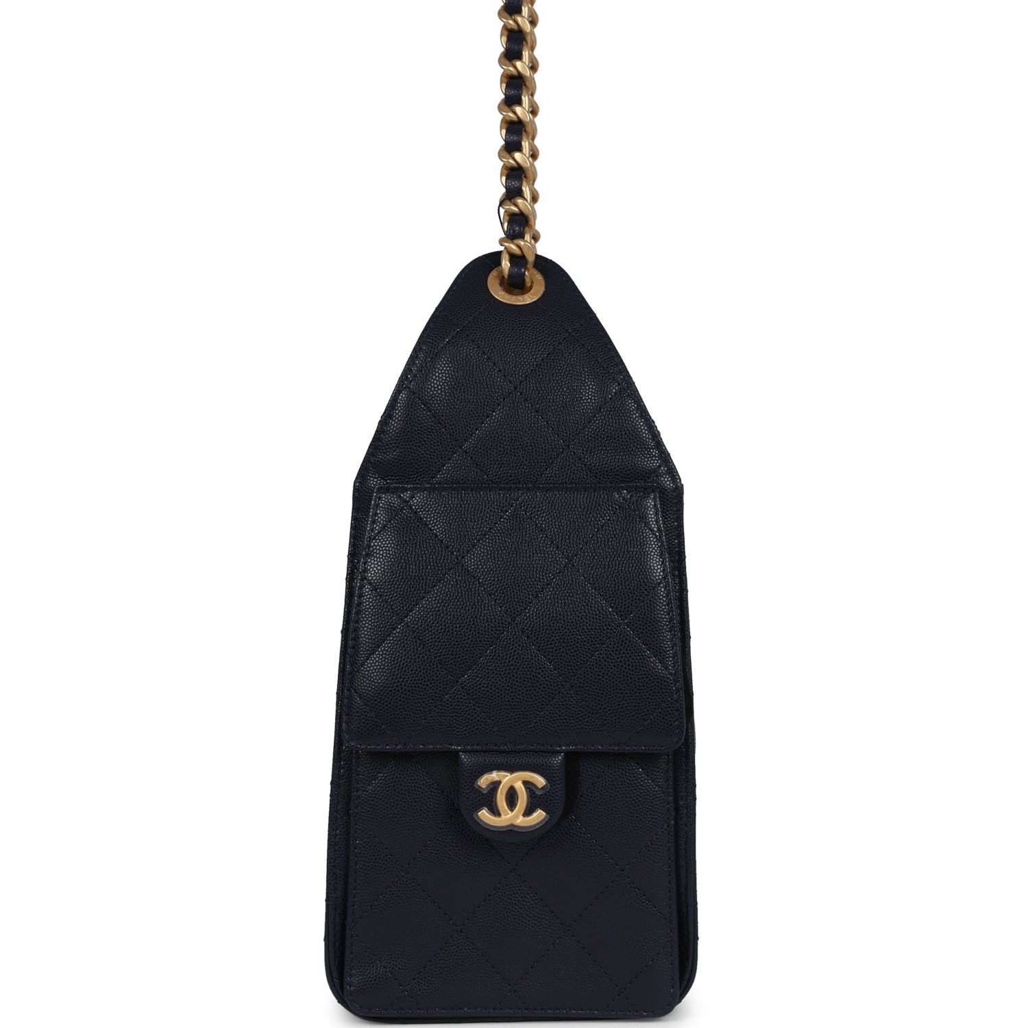 Chanel Small 25 Hobo Bag Dark Navy Caviar Antique Gold Hardware