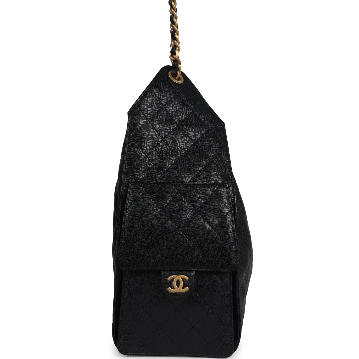Chanel Medium 25 Hobo Bag Black Caviar Antique Gold Hardware