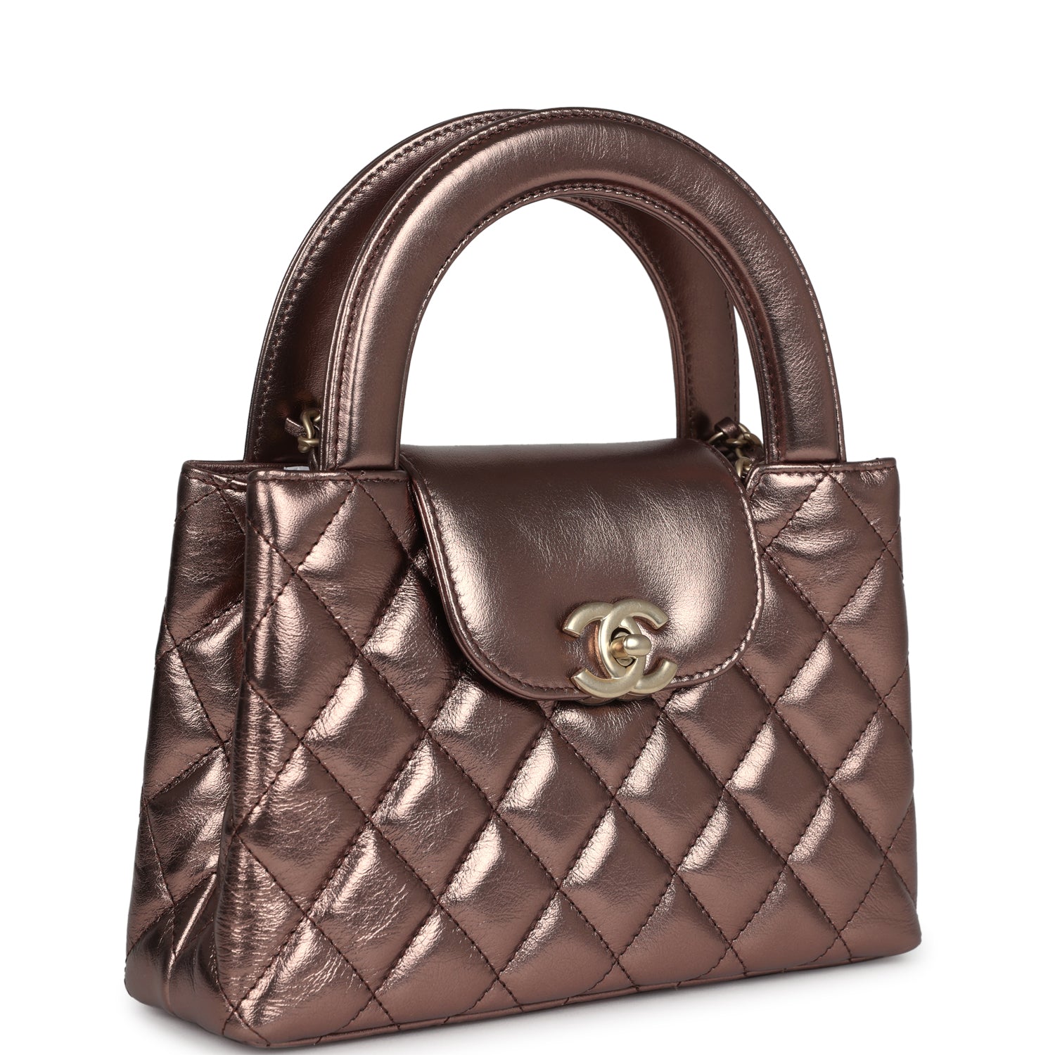 Chanel Small Kelly Shopper Metallic Bronze Calfskin Brushed Gold Hardware