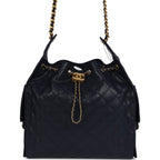 Chanel Medium 25 Hobo Bag Dark Navy Caviar Antique Gold Hardware