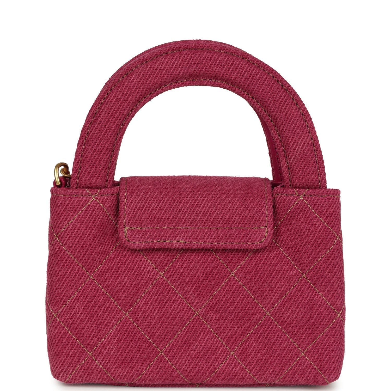 Chanel Nano Kelly Shopper Fuchsia Washed Denim Brushed Gold Hardware