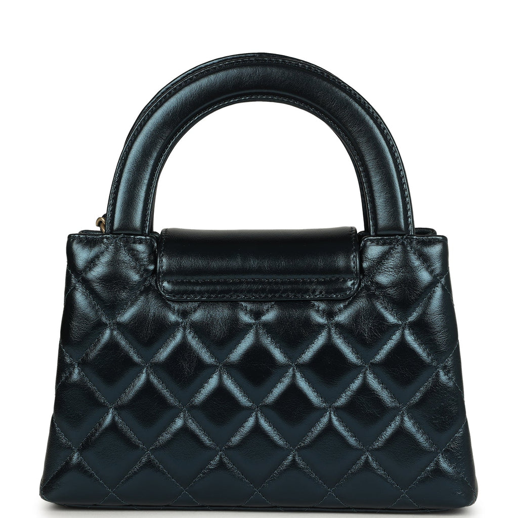 Chanel Small Kelly Shopper Metallic Blue Calfskin Brushed Gold Hardware