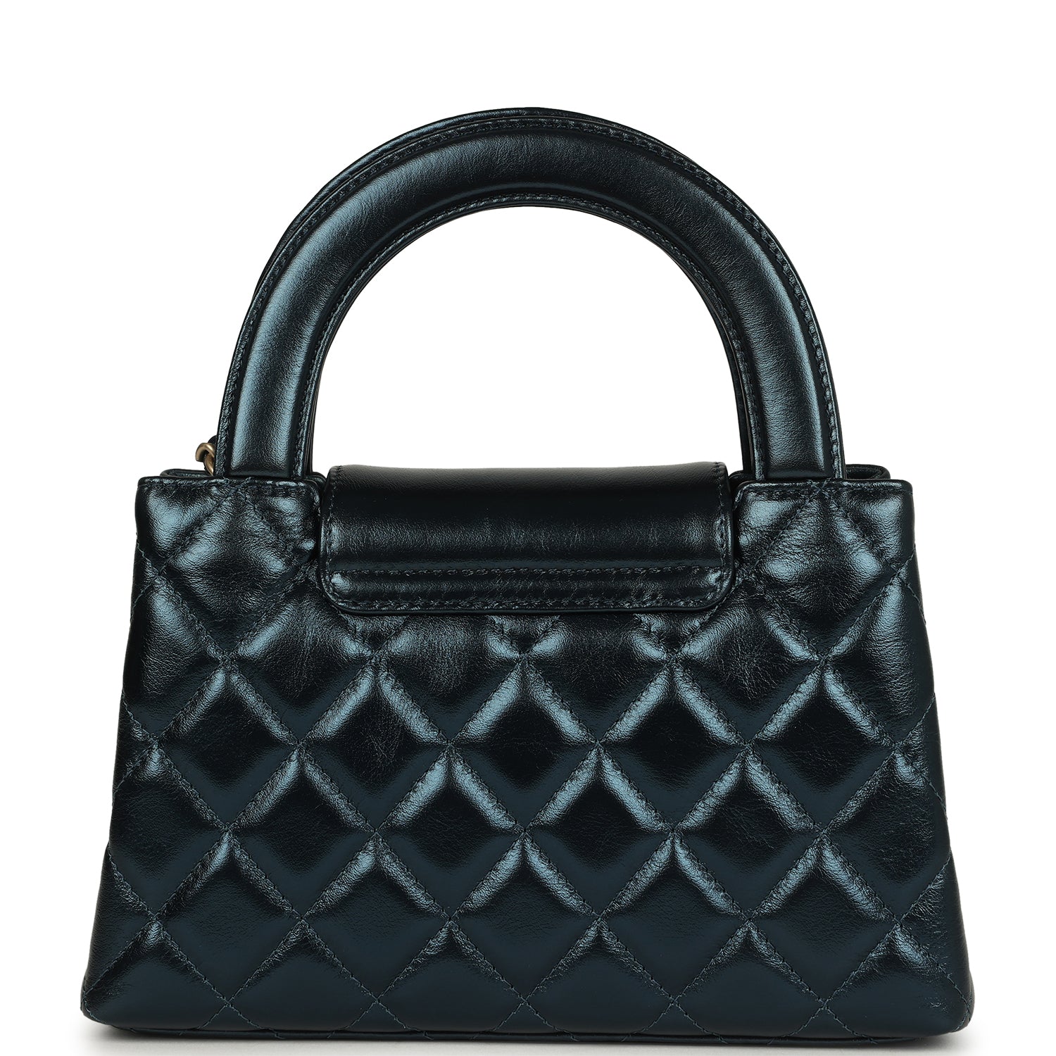Chanel Small Kelly Shopper Metallic Blue Calfskin Brushed Gold Hardware