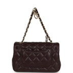 Chanel Nano Classic Double Flap Bag Charm Dark Brown Lambskin Light Gold Hardware