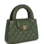 Chanel Small Kelly Shopper Khaki Shiny Aged Calfskin Brushed Gold Hardware