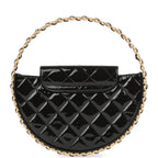 Chanel Hoop Bag Black Patent Leather Gold Hardware