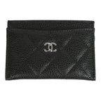 Chanel Classic Card Holder Wallet Black Caviar Silver Hardware