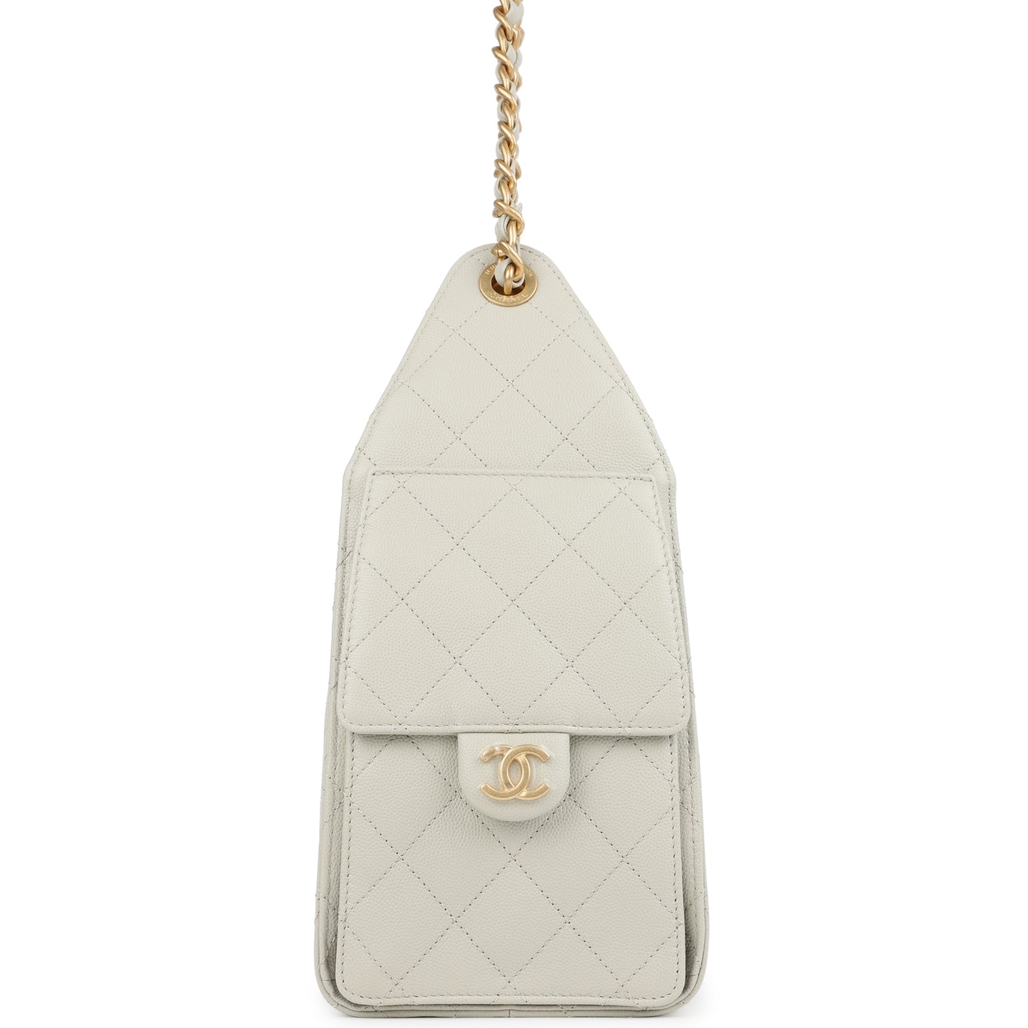 Chanel Small 25 Hobo Bag Light Grey Caviar Antique Gold Hardware