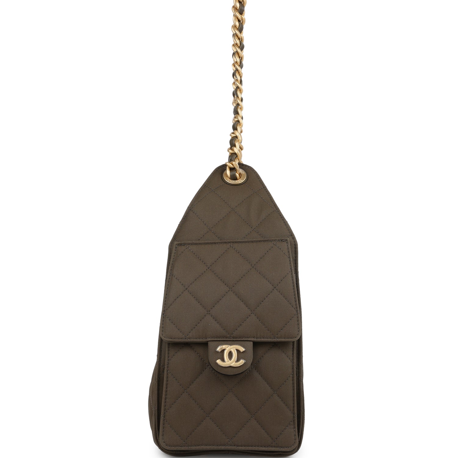 Chanel Small 25 Hobo Bag Khaki Toile Canvas Antique Gold Hardware