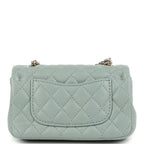 Chanel Nano Classic Double Flap Bag Charm Dark Green Lambskin Light Gold Hardware
