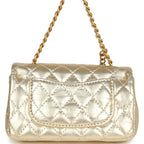 Chanel Nano Classic Double Flap Bag Charm Gold Metallic Calfskin Brushed Gold Hardware