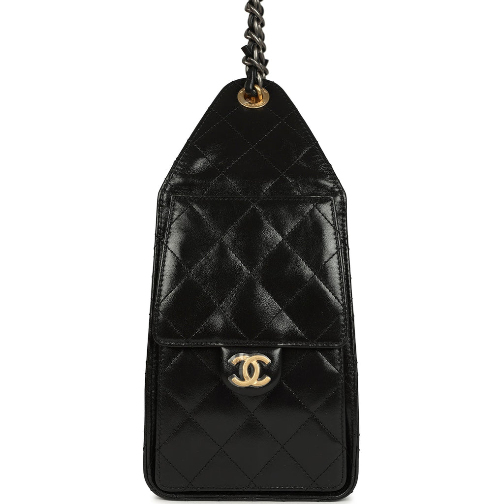 Chanel Small 25 Hobo Bag Black Shiny Crumpled Calfskin Mixed Metal Hardware