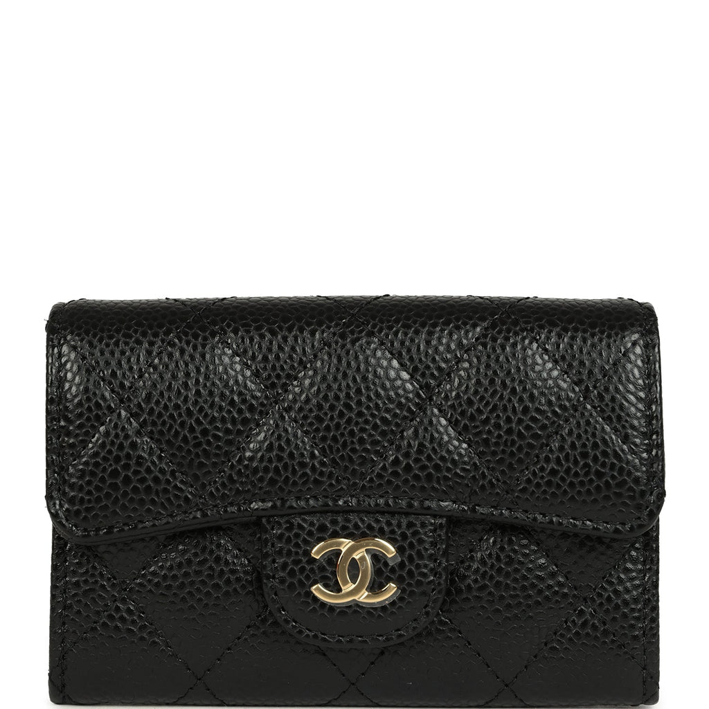 Chanel Classic Card Holder Wallet Black Caviar Gold Hardware